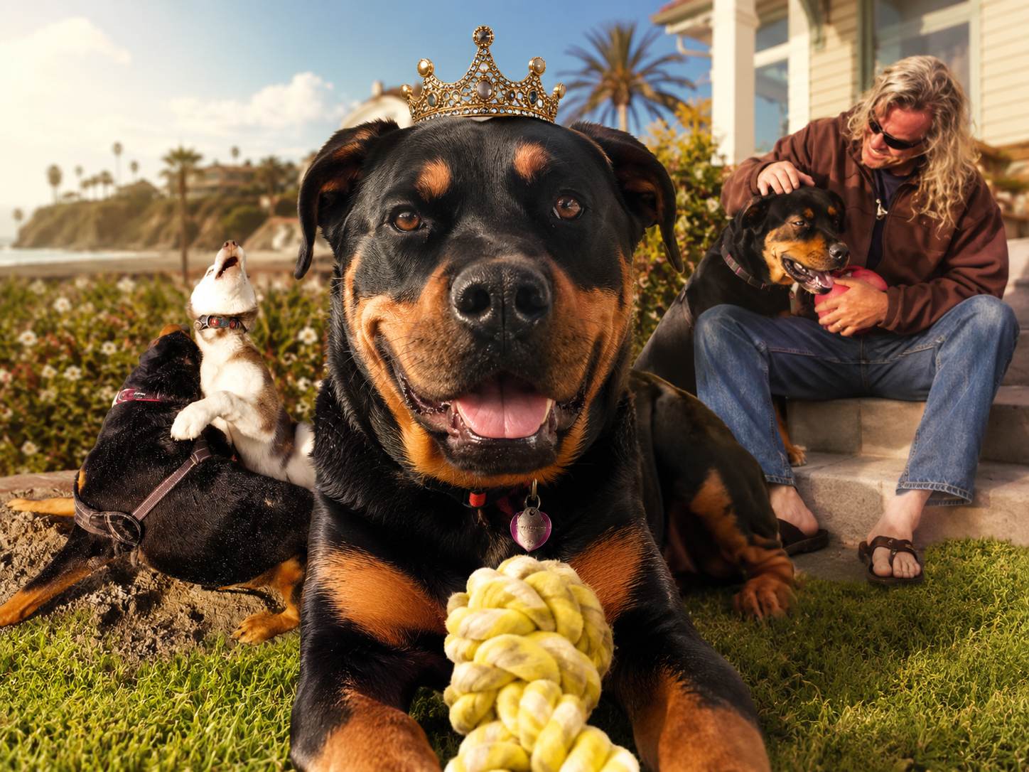 Miranda, the featured DogDaily dog, proudly at home with warm family energy
