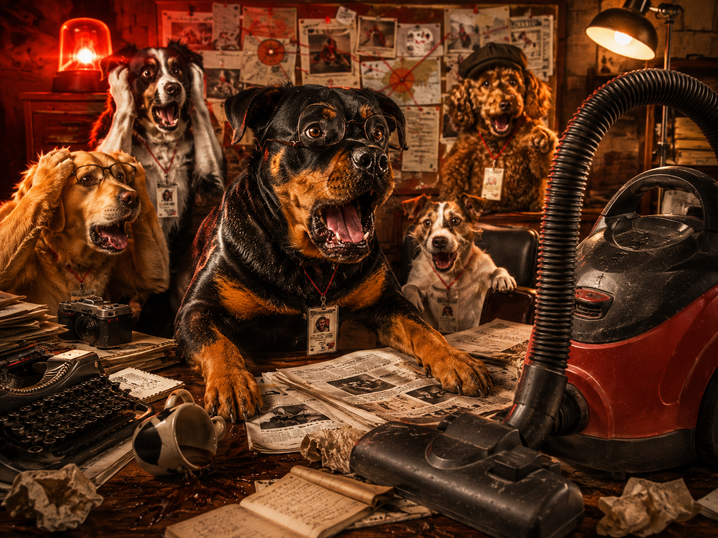 Dogs reacting to vacuum cleaner threat